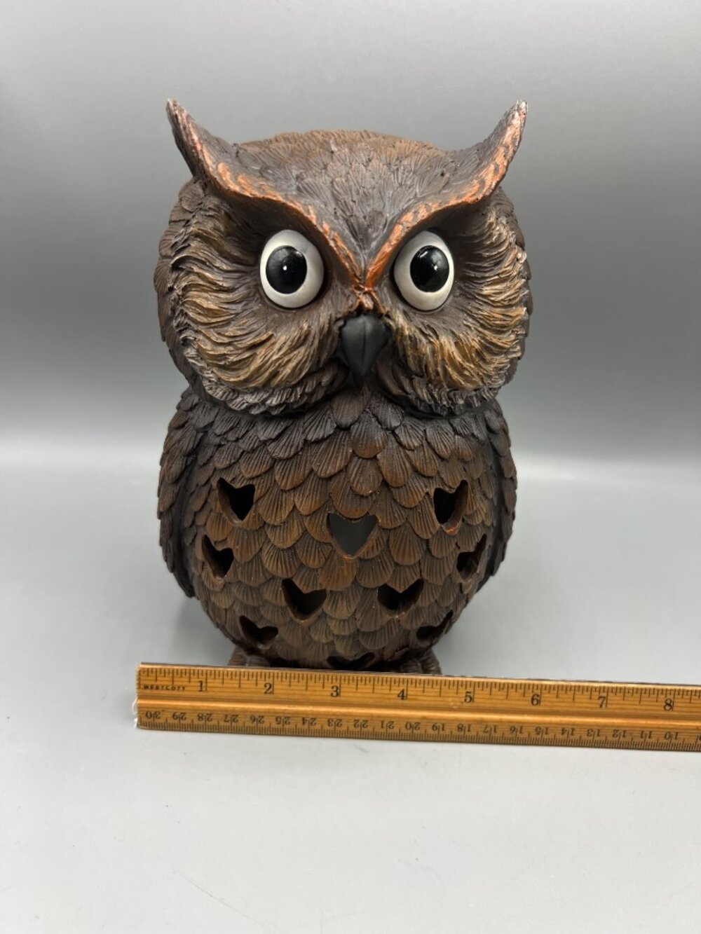 Colour Changing Owl 8" Tall Table Decor Inside or Outdoor Halloween Bird Scare - Picture 3 of 16